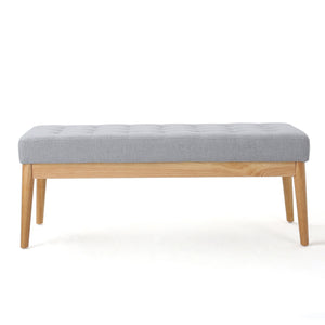 English Elm Ottoman Tufted Upholstered Bench with Birch Frame Mid-century Style for Bedroom Entry 60407.00LGY