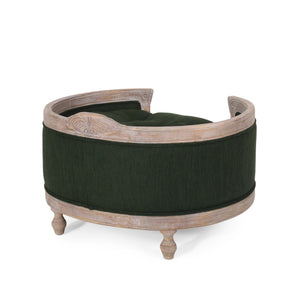 English Elm Pet Bed with Tufted Cushion Solid Birch Turned Legs Upholstered Living Room Sofa Style Old Pine 72913.00PINE