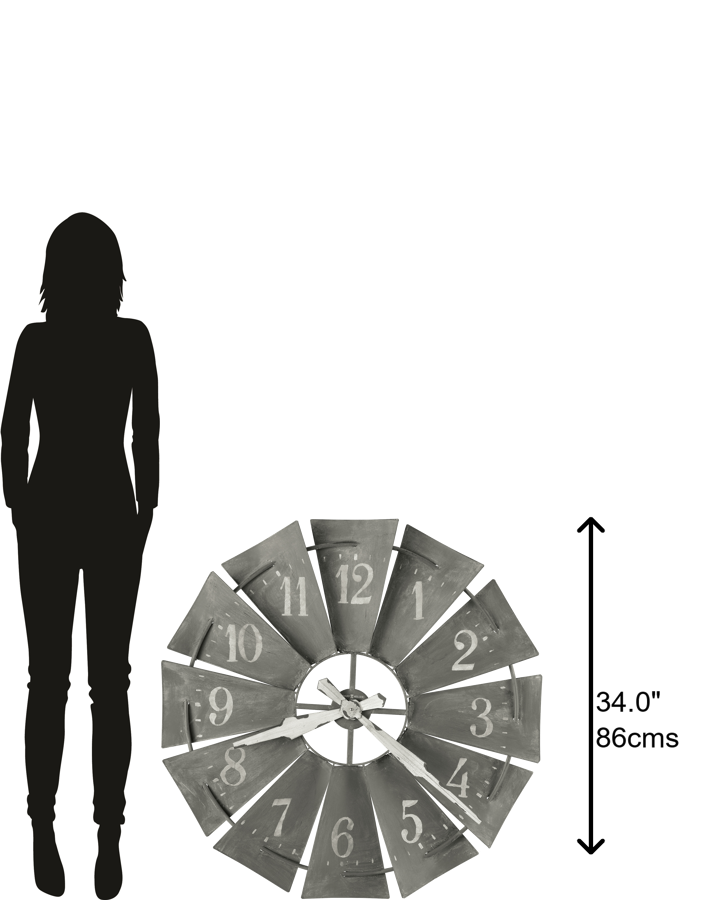 Hekman Furniture 625671 Oversized Windmill Wall Clock - Rustic Antique Design With Quartz Movement & Arabic Numerals  Windmill Wall Clock 625671