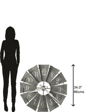 Hekman Furniture 625671 Oversized Windmill Wall Clock - Rustic Antique Design With Quartz Movement & Arabic Numerals  Windmill Wall Clock 625671