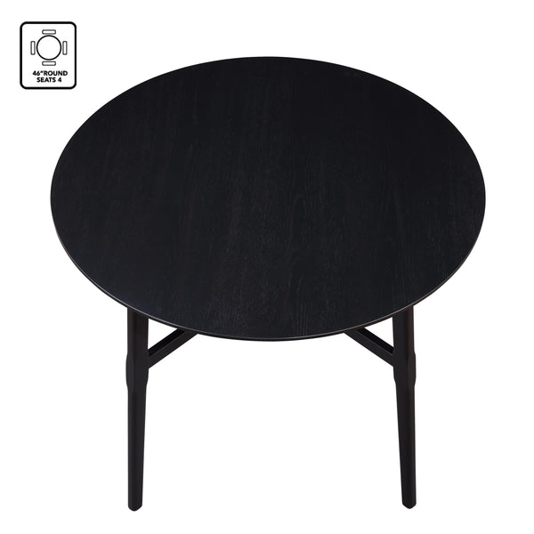 English Elm Steve Silver - Oslo 46" Round Counter Table in Midnight Black Wood Finish — Kiln-Dried, Solid Mortise Joinery, Seats 4 B081P157755