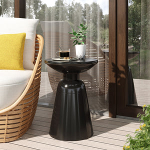 English Elm Outdoor Powder-coated Iron Pedestal Side Table for Patio and Lounge Spaces Black 73615.00BLK