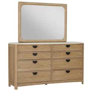 Parker House Escape - Bedroom 8 Drawer Dresser and Mirror Glazed Natural Oak Rubberwood Solids / Oak Veneers BESC-2131-2