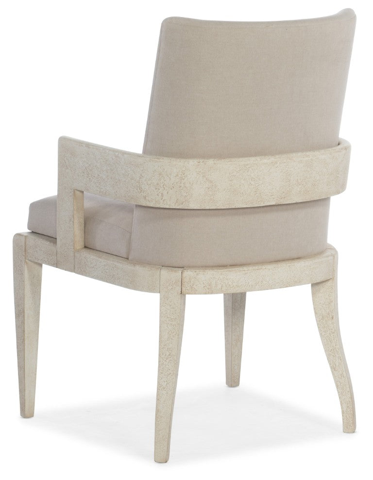 Hooker Furniture Cascade Upholstered Arm Chair With Crackle Gesso Finish, Stain-Resistant Fabric, Durable Comfort 6120-75400-80