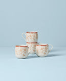 Lenox Butterfly Meadow Cottage Mugs, Set of 4 Multi, ORANGE PORCELAIN 894280