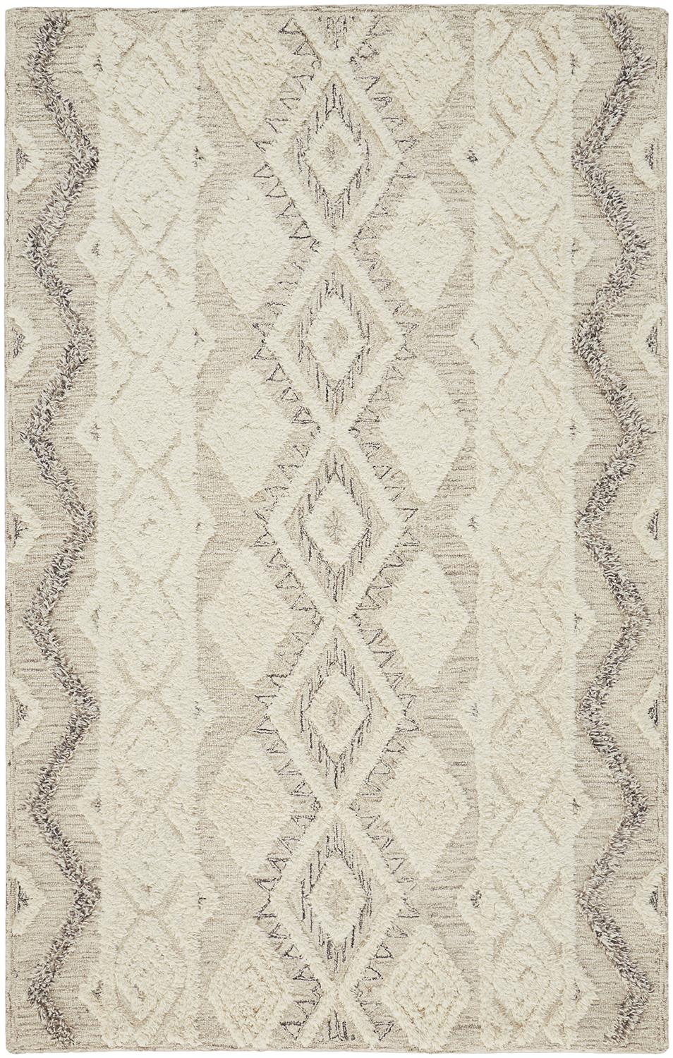 Feizy Rugs Anica Hand-tufted Wool Area Rug - Bohemian Style With Geometric Design Perfect For Any Space Ivory,Taupe,Gray Wool Anc8006fgry000p00