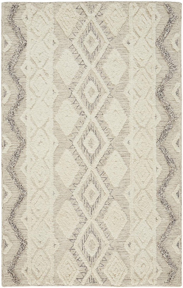 Feizy Rugs Anica Hand-tufted Wool Area Rug - Bohemian Style With Geometric Design Perfect For Any Space Ivory,Taupe,Gray Wool Anc8006fgry000p00