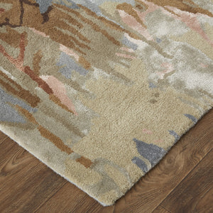 Feizy Rugs Dafney Hand-tufted Floral & Botanical Rug - Whimsical Watercolor Design In Vivid Colors For Elegance Tan,Gray,Green Viscose,Wool Dfy8868fbgemltc50