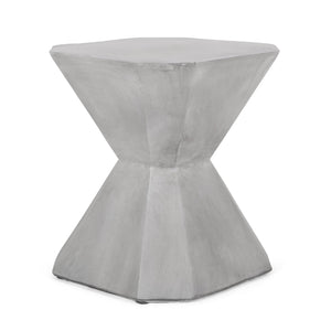 English Elm Outdoor Sculptural Concrete Side Table Hourglass Base Minimalist Patio Accent 73453.00
