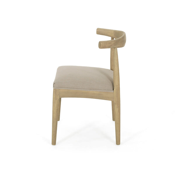 English Elm Dining Chair Set of Two Rubberwood Upholstered Seats Mid-century Modern Open Back Style Linen 74526.00PEBLN