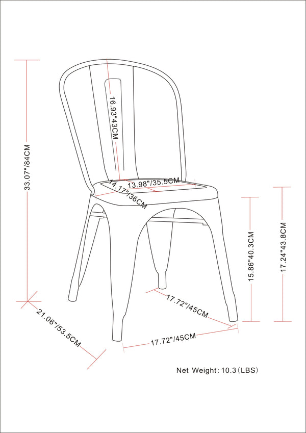 English Elm Fletcher - Industrial Metal Dining Side Chair Set Of 2 - Distressed Black & Copper Finish Style B136P158660