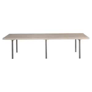 Bernhardt Bernhardt Kingston Teak Cocktail Table 62" — Sea Oat Slatted Top, Gun Metal Legs, Outdoor Durable Elegance X07021
