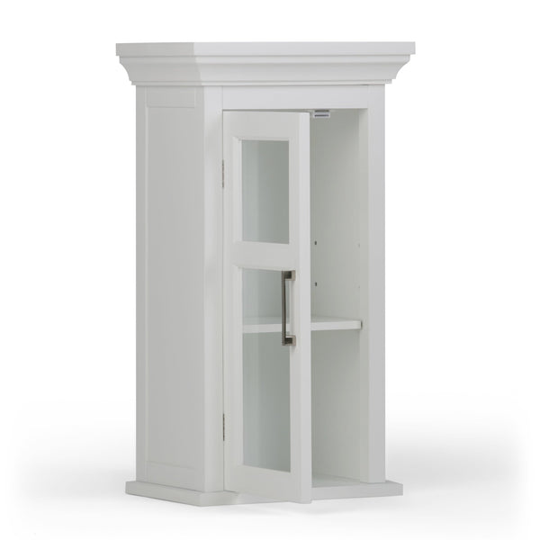 English Elm Avington - Contemporary Pure White Single Door Wall Cabinet With Adjustable Shelf For Versatile Storage B136P158502