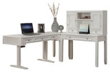 Boca Power Lift L Shape Desk with Hutch Cottage White BOC-4PC-LIFT-LDESK-HTCH Parker House