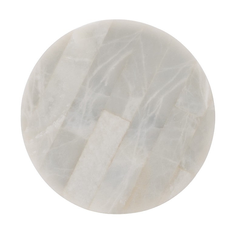 Hooker Furniture Melange Corrina Martini Table — Art Deco Gold-Leaf Fretwork With Tumbled White Onyx Parquet Top, 12" Footprint 5952-80117-02