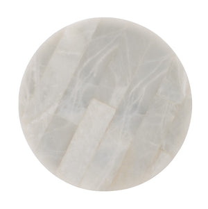 Hooker Furniture Melange Corrina Martini Table — Art Deco Gold-Leaf Fretwork With Tumbled White Onyx Parquet Top, 12" Footprint 5952-80117-02