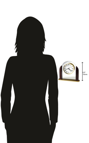 Hekman Furniture 645602 Derrick Wooden Table Clock - Classic Rosewood Design With Glass Arch & Roman Numerals  Derrick Tabletop Clock 645602