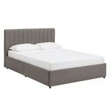 Homelegance By Top-Line Chase Grey Linen Upholstered Storage Platform Bed with Channel Headboard Grey Linen