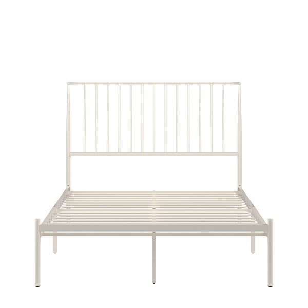 Homelegance By Top-Line Dante Metal Platform Bed with Curved Metal Headboard White Metal