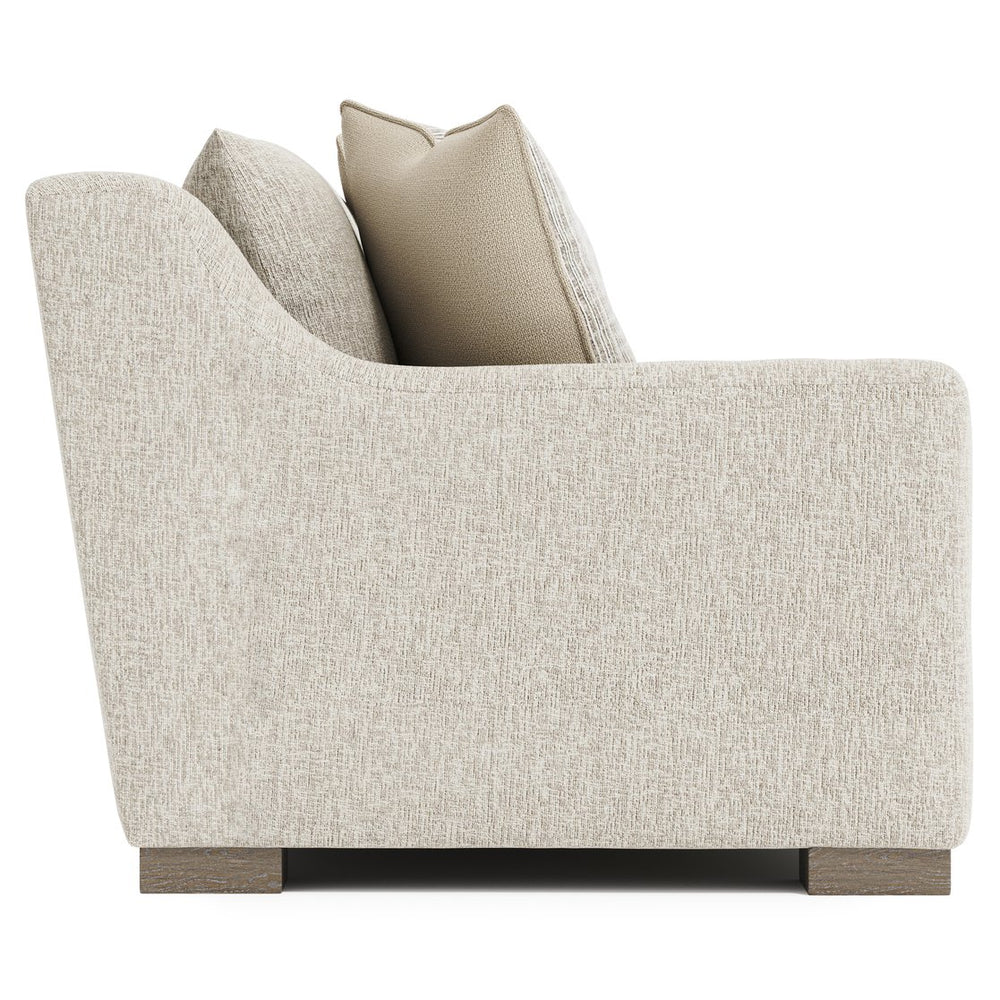 Bernhardt Bernhardt Gabi Loveseat — Made-To-Order Curved Fabric Sofa With Deep Cushions, Knife-Edge Backs, Wood Feet P7085A