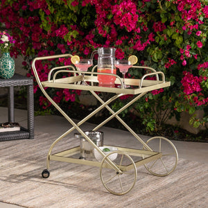 Christopher Knight Home® - Noble House - Perley Indoor Traditional Iron and Glass Bar Cart, Gold