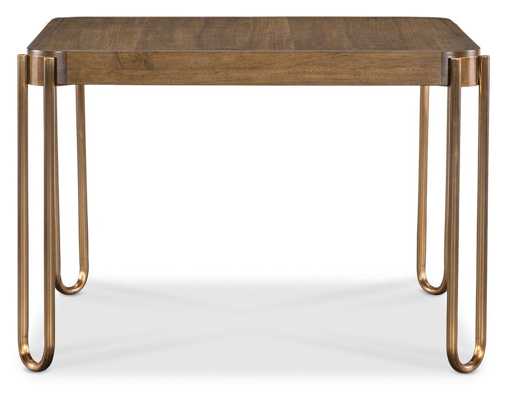 Hooker Furniture Commerce and Market Square Walnut Veneer Dining Table with Bronze Metal Base 7228-75028-85