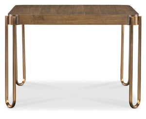 Hooker Furniture Commerce and Market Square Walnut Veneer Dining Table with Bronze Metal Base 7228-75028-85