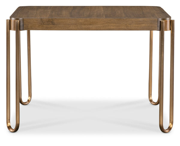Hooker Furniture Commerce and Market Square Walnut Veneer Dining Table with Bronze Metal Base 7228-75028-85