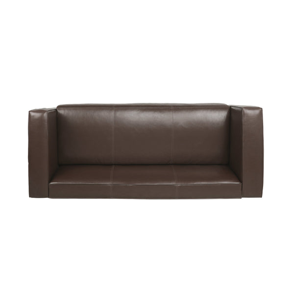 English Elm 3 Seater Tuxedo Sofa with Birch Wood Legs Smooth Upholstery for Modern Living Rooms 71802.00DBRN
