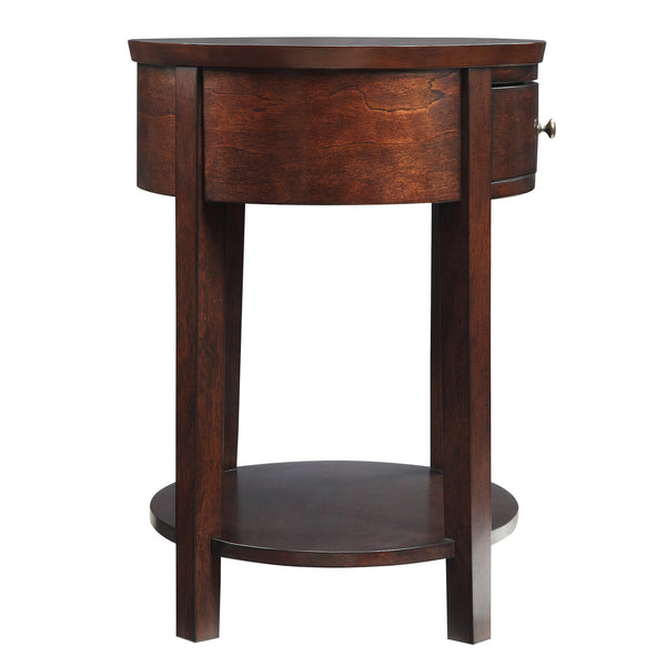 Homelegance By Top-Line Traver 1-Drawer Oval End Table Espresso Wood