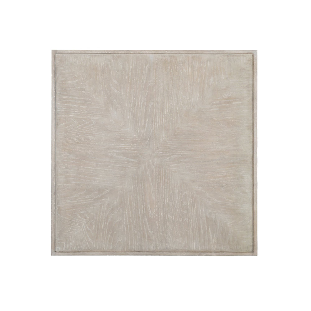 Bernhardt Bernhardt Cerused Greige Landers End Table — Sculptural White Oak Square Side Table With Triangular Pattern (26") 534122