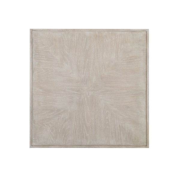 Bernhardt Bernhardt Cerused Greige Landers End Table — Sculptural White Oak Square Side Table With Triangular Pattern (26") 534122