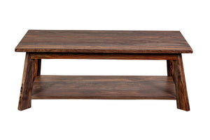 Porter Designs Kalispell Solid Sheesham Wood Coffee Table - Handcrafted Elegance With Metal Accents Brown Wood 05-196-13-2439