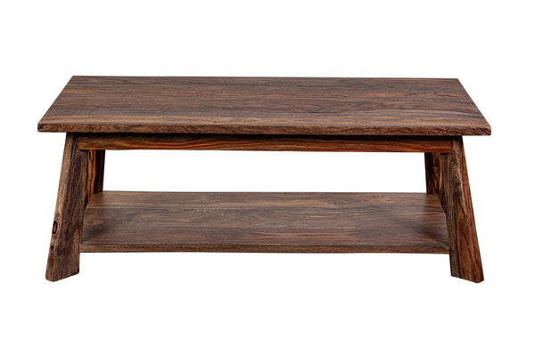 Porter Designs Kalispell Solid Sheesham Wood Coffee Table - Handcrafted Elegance With Metal Accents Brown Wood 05-196-13-2439