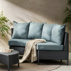 English Elm Christopher Knight Home® - PT LIMON SINGLE SOFA Curved Armless Outdoor/Indoor Faux Rattan Chairs with Water-Resistant Cushions and Heavy-Duty Iron Frame Grey 54786.00GT