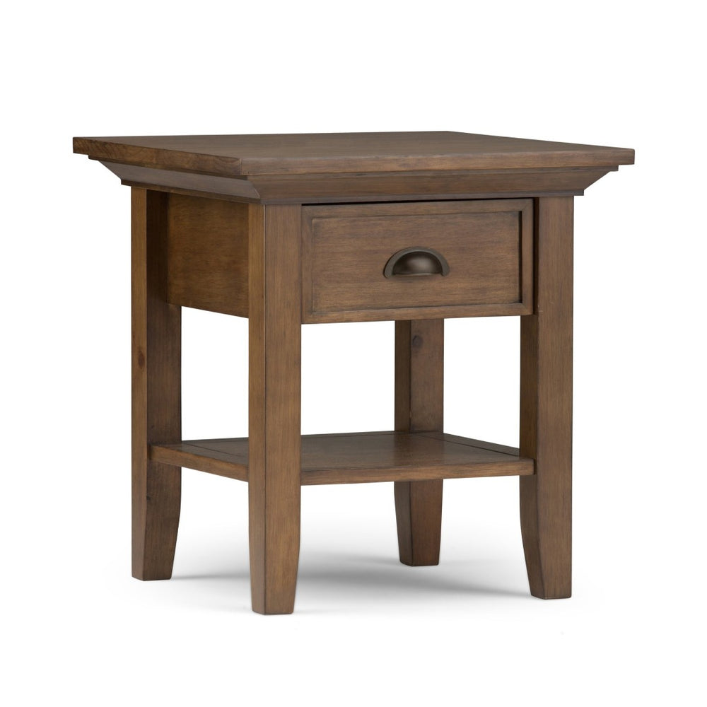 English Elm Redmond Rustic End Table - Charming Natural Aged Brown With Storage & Transitional Style Design B136P158101-GIGA