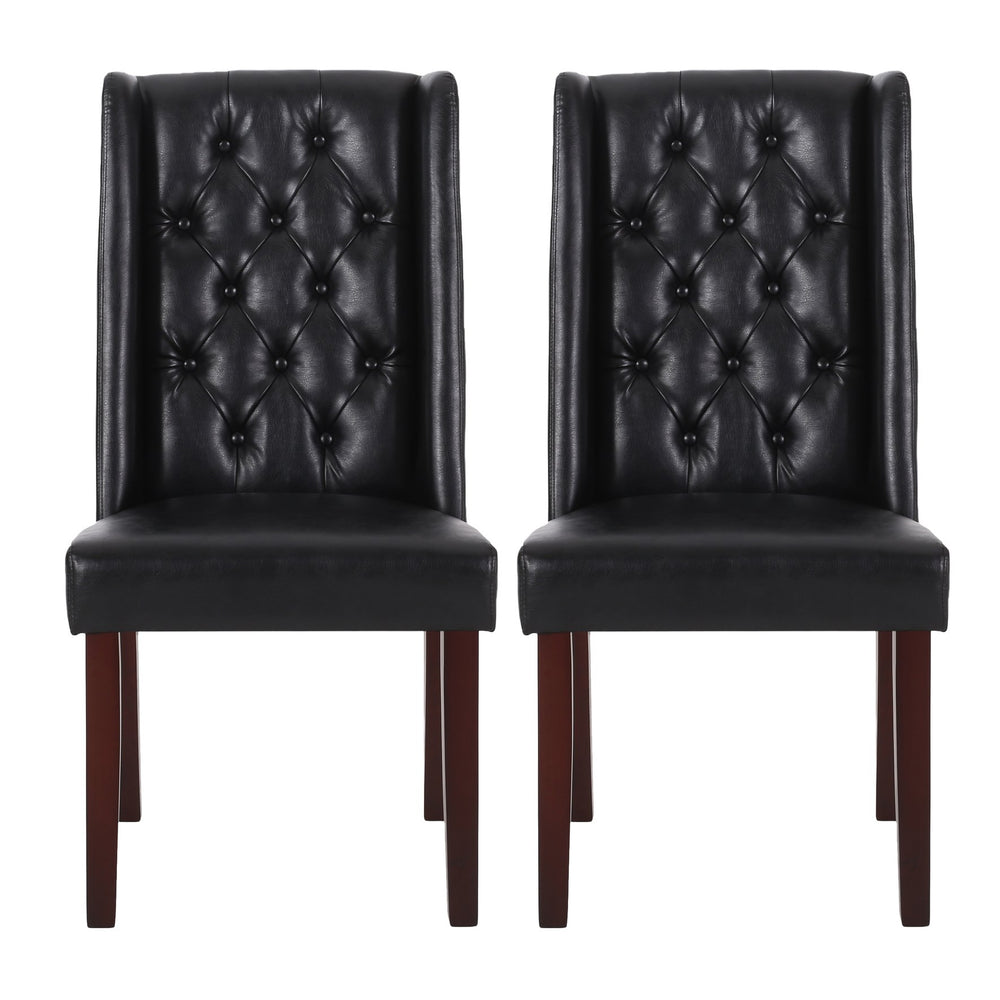 English Elm Dining Chair Set of Two Wingback Button Tufted High Back Birch Leg Upholstered 61539.00PUMDNT