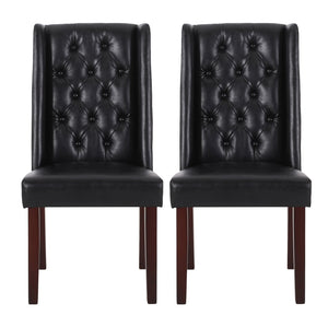 English Elm Dining Chair Set of Two Wingback Button Tufted High Back Birch Leg Upholstered 61539.00PUMDNT