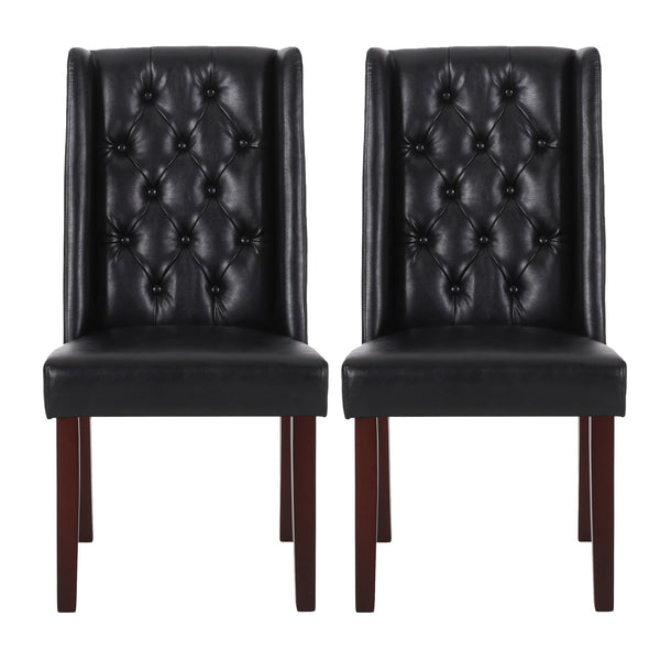 English Elm Dining Chair Set of Two Wingback Button Tufted High Back Birch Leg Upholstered 61539.00PUMDNT