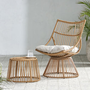 English Elm Elaine Outdoor Club Chair and Side Table Set Faux Rattan Woven Iron Patio Duo 71841.00