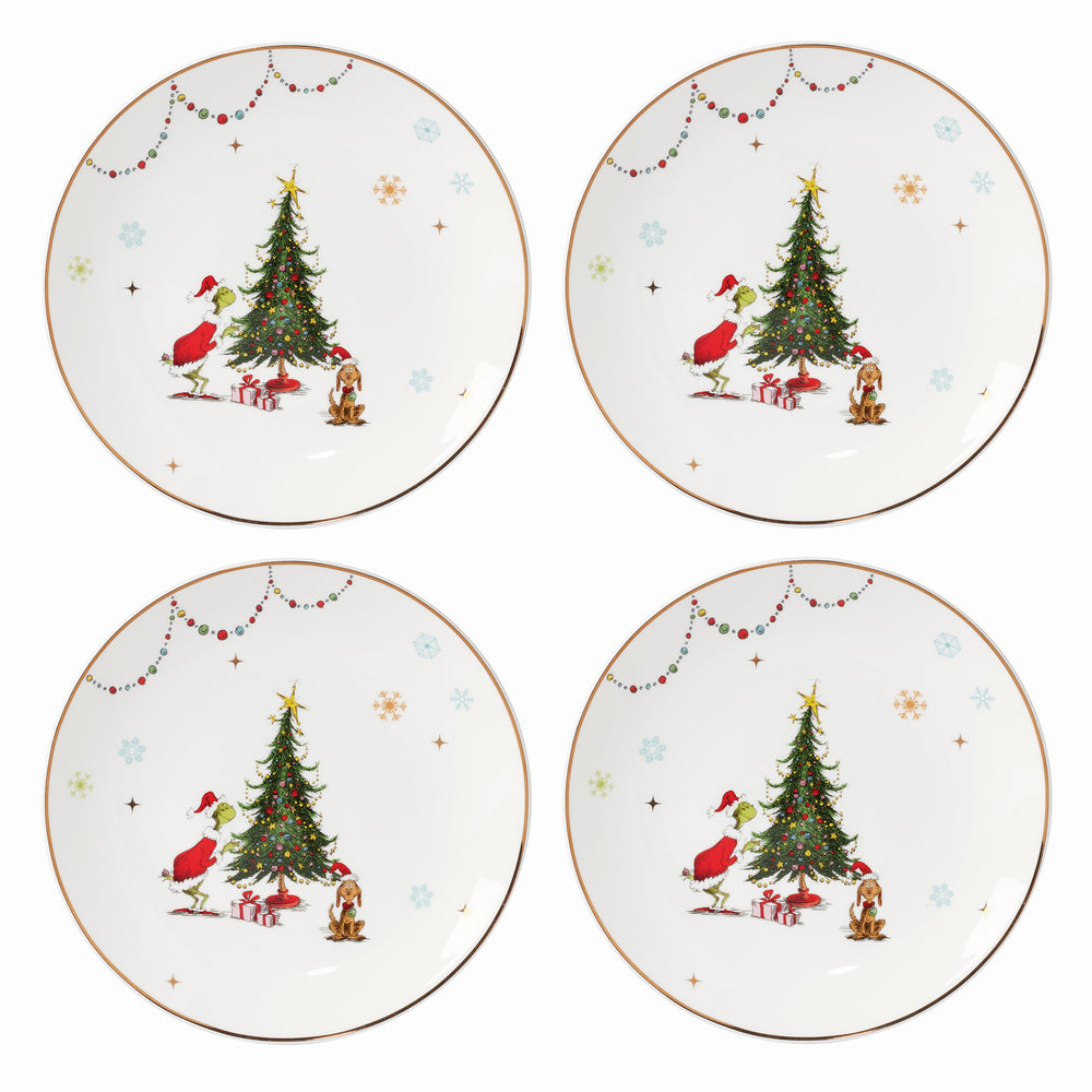 Lenox Merry Grinchmas Dinner Plates, Set of 4 Green, IVORY PORCELAIN 895052