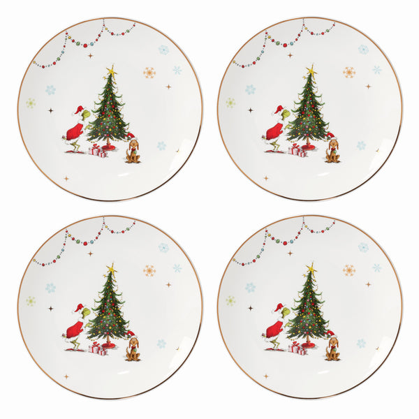 Lenox Merry Grinchmas Dinner Plates, Set of 4 Green, IVORY PORCELAIN 895052
