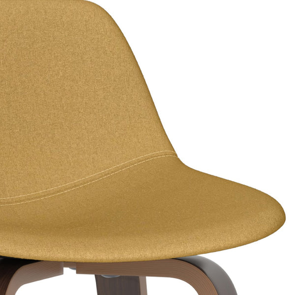 English Elm Randolph Mid-Century Modern Bentwood Bar Stools Set Of 2 With Dijon Yellow Upholstery & Chrome Accents B136P159449-GIGA