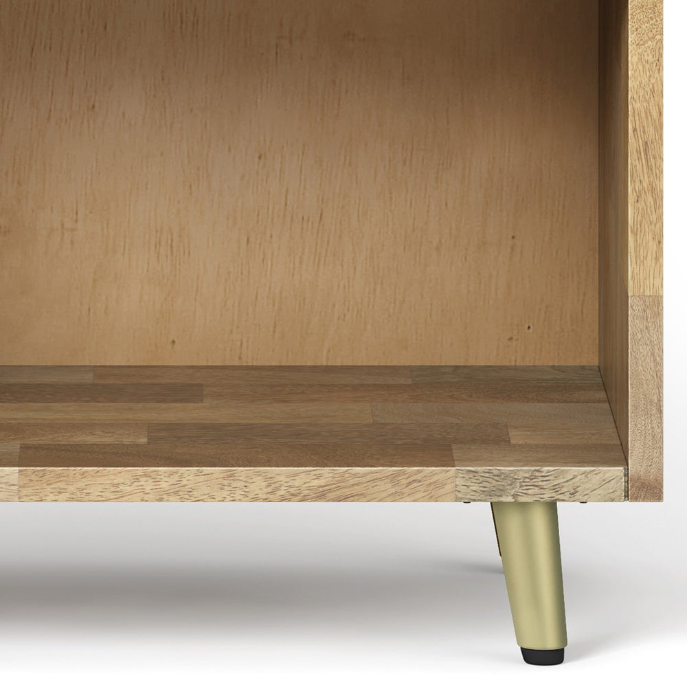 English Elm Jager Handcrafted Mango Wood Bedside Table with Soft-Close Drawer & Gold Inlay Legs, 22"W B136P158755