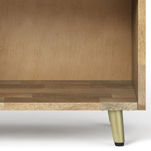 English Elm Jager Handcrafted Mango Wood Bedside Table with Soft-Close Drawer & Gold Inlay Legs, 22"W B136P158755