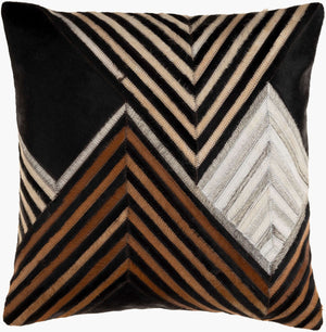 Surya Nashville Handmade 20" Accent Pillow - Rustic Cotton & Hair On Hide, Unique Summer Charm For Home Black Hair On Hide,Cotton Nhv001-2020d