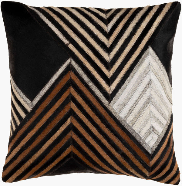 Surya Nashville Handmade 20" Accent Pillow - Rustic Cotton & Hair On Hide, Unique Summer Charm For Home Black Hair On Hide,Cotton Nhv001-2020d
