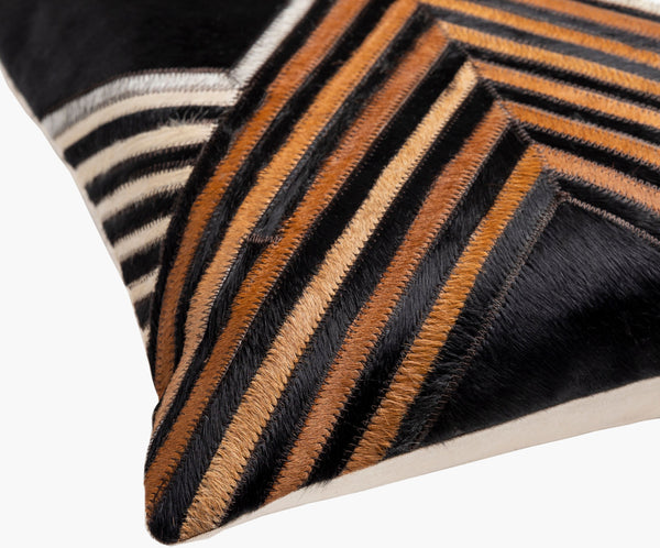 Surya Nashville Handmade 20" Accent Pillow - Rustic Cotton & Hair On Hide, Unique Summer Charm For Home Black Hair On Hide,Cotton Nhv001-2020d