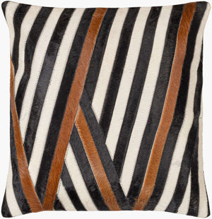 Surya Nashville Handmade 20" Accent Pillow - Rustic Cotton & Hair On Hide, Unique Summer Charm For Home Brown Hair On Hide,Cotton Nhv003-2020d