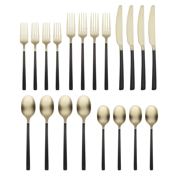 Lenox Cambridge Beacon Black/Champagne Satin 20-Piece Flatware Set NO COLOR METAL 512120R